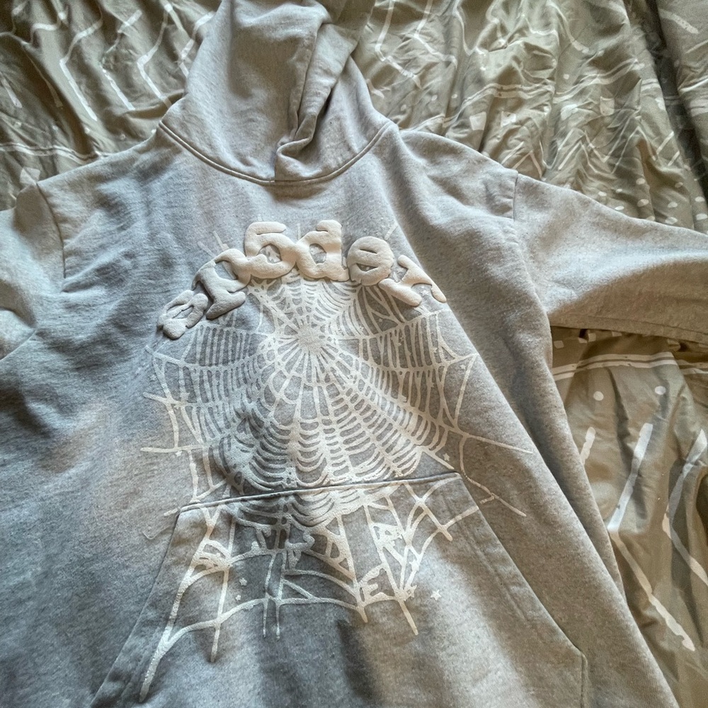 Gray and White Spider Web Sweater